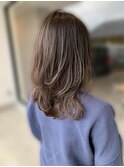 大人可愛いブリーチなしラベンダーグレージュカラーふわミディ