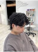 フェザーパーマ センターパートウルフ 毛流れニュアンスパーマ