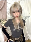 シャギー黒髪ロングウルフカットロングレイヤーカット中性ウルフ