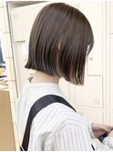 ブリーチなし切りっぱなしボブミディアムレイヤーボブ夏カラー