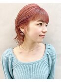 【早瀬忍 梅田中津】ピンクベージュカラー×ウルフヘア