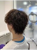 波巻きパーマミニウルフマッシュ刈り上げメンズヘア仙台