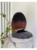 コンパクトボブ×グラデーションカラーオレンジ