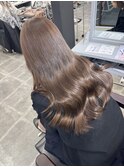韓国 くびれロング レイヤー ワンホンヘア 小顔前髪