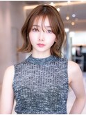 20代30代大人かわいい/シルキーベージュ/ストレートボブ/前髪