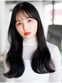 ☆フェミニンロング大人かわいいぱっつん前髪レイヤーカット小顔