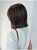 おくれ毛前髪カットデザインカラーショートボブ_ba558161
