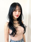 小顔薄めバングシアーカラーレイヤーナチュラルカー ル前髪美髪