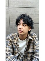 ノットバイベル 大宮(knot by belle) アップバング/マッシュ/ブルーブラック/無造作/メンズパーマ