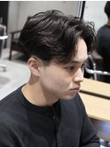 MEN'S/毛流れセンターパート×テーパーフェード/毛流れパーマ