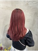 ブリーチなしWカラーで作るピンクレッドカラー