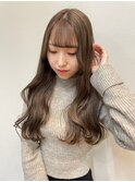 大人可愛いココアベージュブラウンウェーブ韓国風ロングレイヤー