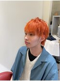 ブリーチカラー｜オレンジヘア｜メンズカット