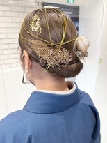 振袖 袴 着付け ヘアアレンジ振袖へア袴へア金箔水引きラメK0815