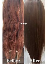 プシュケ(PSYCHE)&nbsp;ブリーチなし髪質改善ストレートチェリーレッドルーツカラー