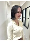 切りっぱなしボブ×透明感オリーブグレージュ