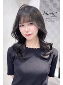 《LUNA》実習ブラックカラー/ツヤ感ブラック/韓国ヘアー