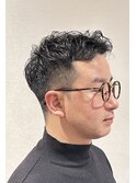 ナチュラルパーマロッドパーマ ツーブロ 爽やか