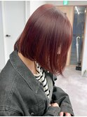 ブリーチなしピンクブラウン暖色カラー＊ミディアムボブ/明大前