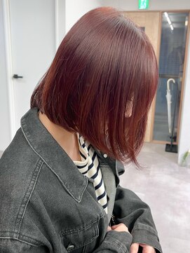 ミュラ(mulah) ブリーチなしピンクブラウン暖色カラー*ミディアムボブ/明大前