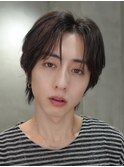 メンズセンターパート七三分けパートニュアンスパーマ刈り上げ