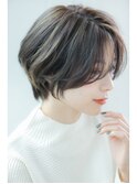 束感ショート_ブルーグレージュ_小顔補正立体カット