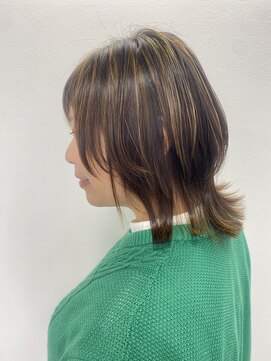 エクラヘア(ECLAT HAIR) イエローハイライト×ナチュラルウルフ
