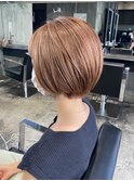 ＃ピンクブラウン＃ショートボブ＃丸み＃大人ヘア