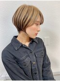 前髪長め大人小顔ショート30代40代50代　藤沢