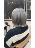 20代30代ダブルカラーシルバーグレーミディアム外ハネ【上野】