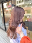ブリーチなしダブルカラー/ピンクブラウン×髪質改善