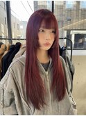 ワインレッド/赤カラー/ブリーチ無し赤/(表参道駅)