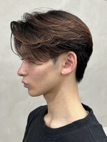 メンズセンターパートニュアンスパーマ毛流れ縮毛矯正刈り上げ
