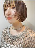 ◆モードなボブと前髪ハイライトで色もデザインもおしゃれに◎