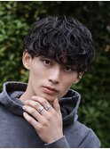 メンズ波巻きスパイラルパーマショートプードルパーマコンマヘア