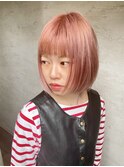 ピンクベージュ/ピンク/ボブ/髪質改善/タッセルボブ/オージュア