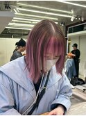 アンブレカラーピンクカラーブラウンカラーインナーカラーボブ