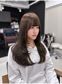 オルチャンレイヤー オリーブベージュ ぱっつん前髪 小顔前髪
