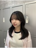 グレージュ×韓国風顔周りカット