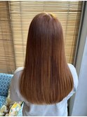ブリーチなしカラー明るめベージュブラウンロング