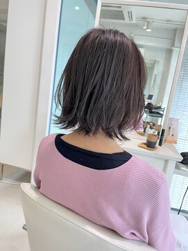 ファイブボックスヘアー 広島(five vox hair) 切りっぱなしボブ　外ハネ　韓国風　透明感カラー