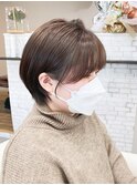 まるみショート/骨格補正小顔カット/薄めバング/甘辛MIX