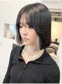 ホワイト イヤリングカラー 丸みボブ style/miaki