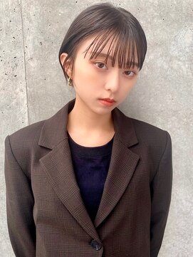ユアーズヘア 新宿三丁目店(youres hair) 大人可愛い☆骨格修正スッキリショートボブ　韓国風前髪カット