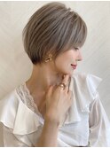 ショート×ハイライト白髪ぼかし×ミニウルフ[心斎橋]