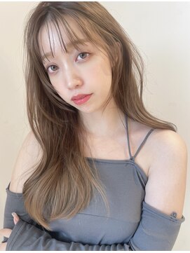 リコバイアフロート(riko by afloat) 顔まわりカット/レイヤーロング/グレーベージュ/サイドバング