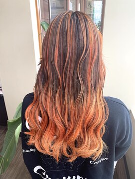 ヴァンカウンシル Kuwana(VAN COUNCIL) アプリコットオレンジ バレイヤージュ ブリーチカラー