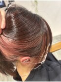 20代30代シースルーバングヘア×チェリーレッドインナーカラー