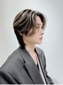 メンズ/ハイライト/韓国風/センター分け