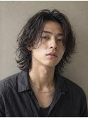 メンズニュアンスパーマ 縦落ちサーフカール メンズロング銀座